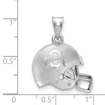 Sterlingsilber Rhodiniert Logoart The Ohio State University Gewölbt Football Helm Anhänger