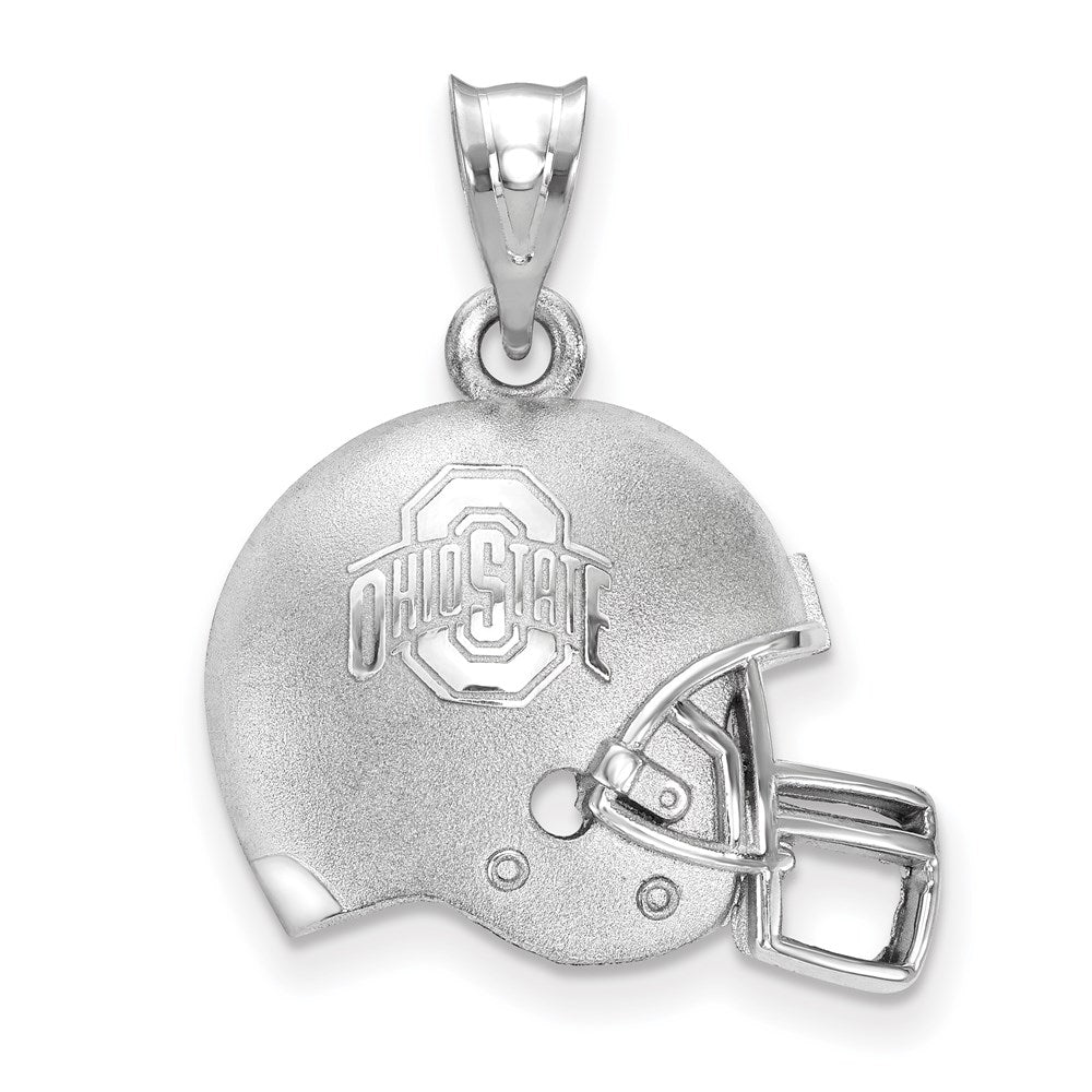 Sterlingsilber Rhodiniert Logoart The Ohio State University Gewölbt Football Helm Anhänger