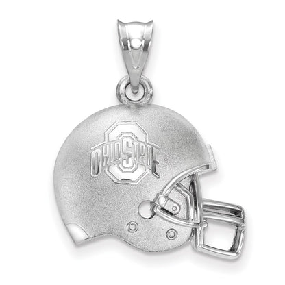 Sterlingsilber Rhodiniert Logoart The Ohio State University Gewölbt Football Helm Anhänger