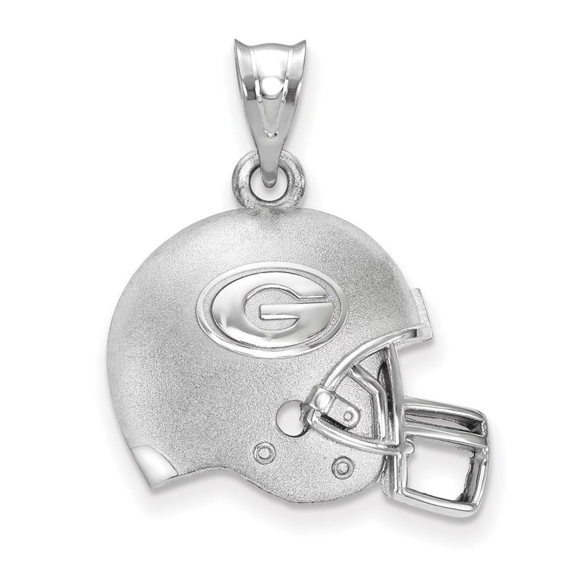 Sterlingsilber Rhodiniert Logoart University Of Georgia Buchstabe G Gewölbt Football Helm Anhänger