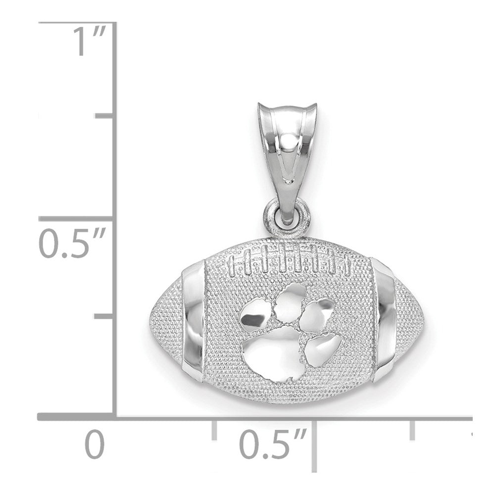 Sterlingsilber Rhodiniert Logoart Clemson University Tiger Paw Gewölbt Football Anhänger