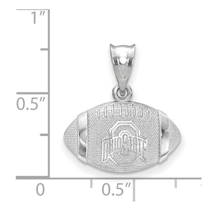 Sterlingsilber Rhodiniert Logoart The Ohio State University Gewölbt Football Anhänger