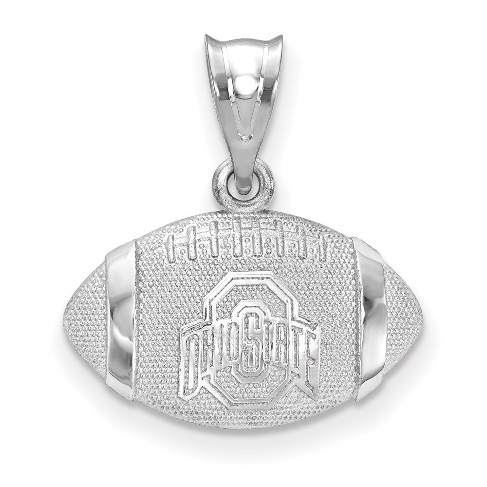 Sterlingsilber Rhodiniert Logoart The Ohio State University Gewölbt Football Anhänger