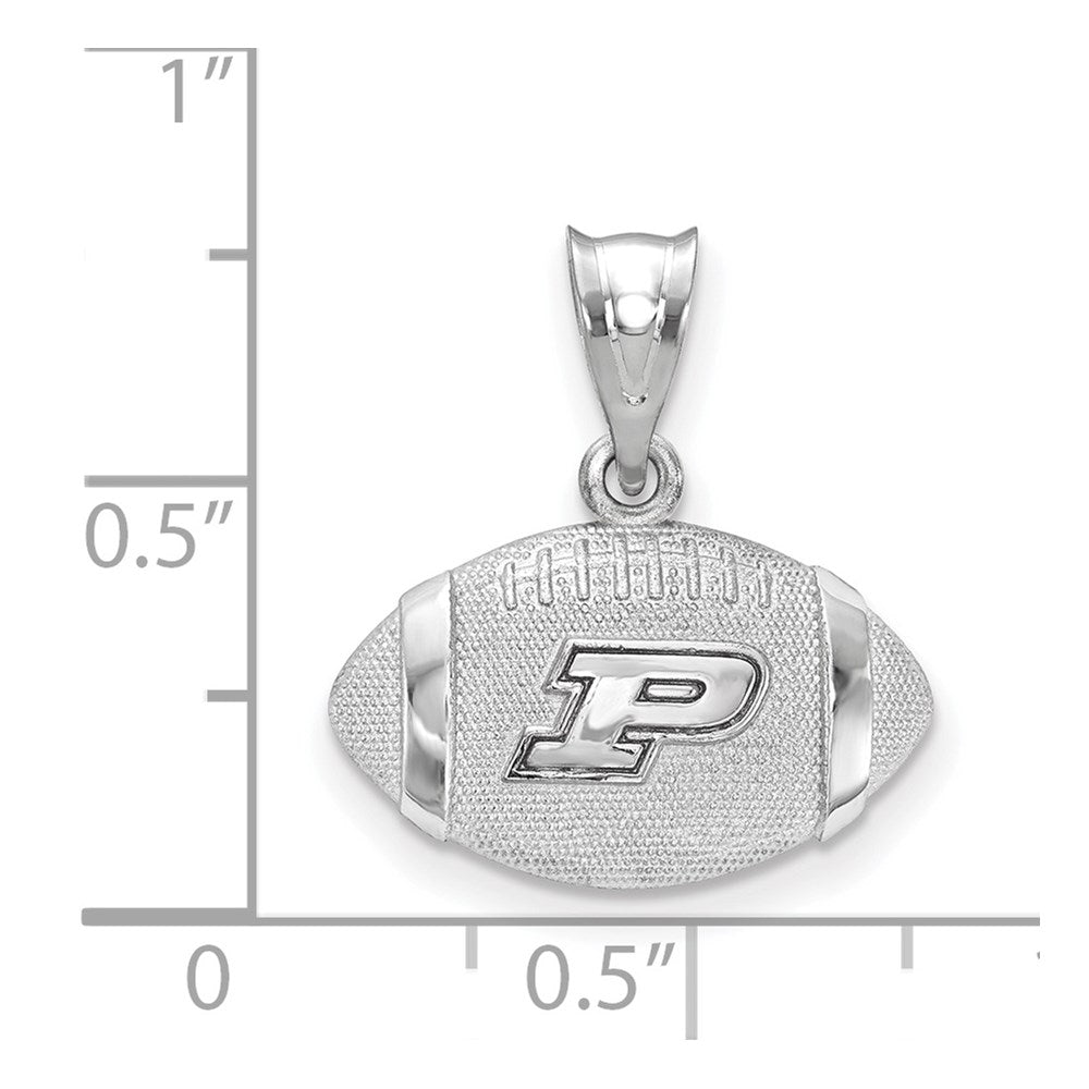 Sterlingsilber Rhodiniert Logoart Purdue University Buchstabe P Gewölbt Football Anhänger
