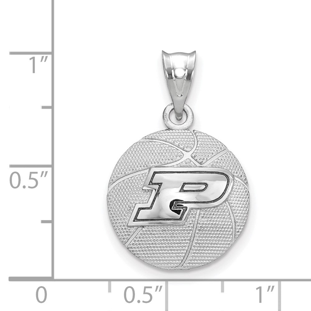 Sterlingsilber Rhodiniert Logoart Purdue University Buchstabe P Basketball Anhänger