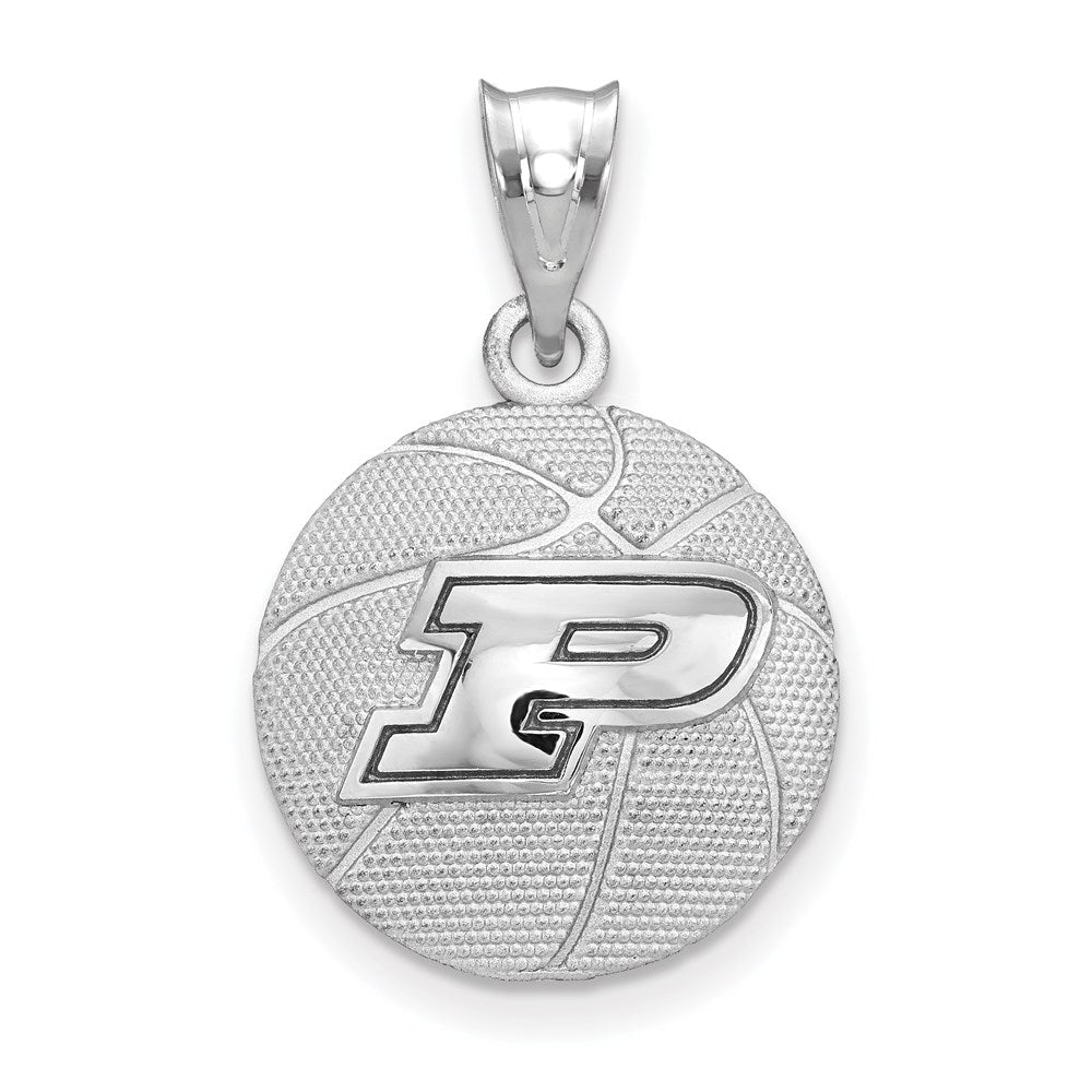 Sterlingsilber Rhodiniert Logoart Purdue University Buchstabe P Basketball Anhänger
