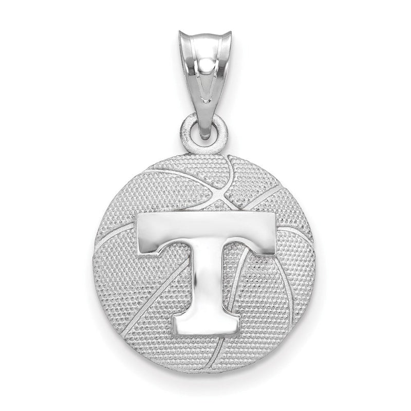 Sterlingsilber Rhodiniert Logoart University Of Tennessee Buchstabe T Basketball Anhänger
