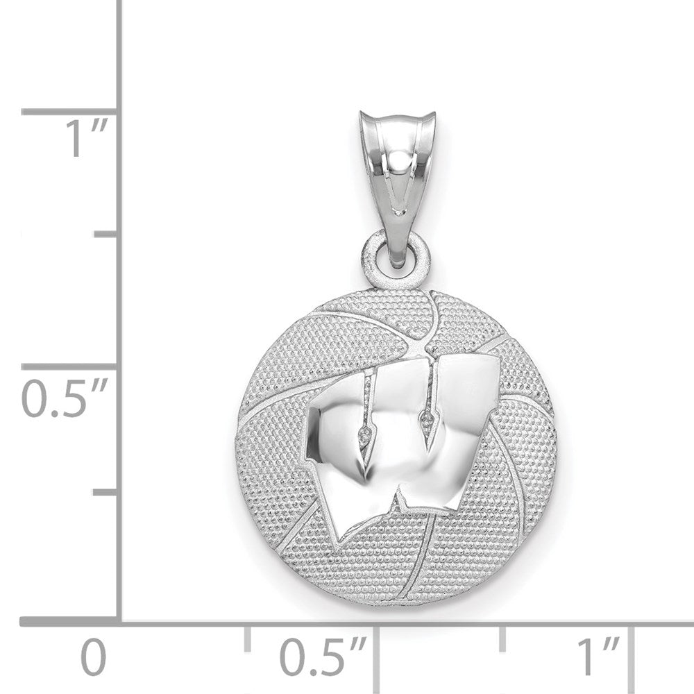 Sterlingsilber Rhodiniert Logoart University Of Wisconsin Basketball Anhänger
