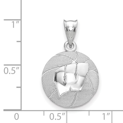 Sterlingsilber Rhodiniert Logoart University Of Wisconsin Basketball Anhänger
