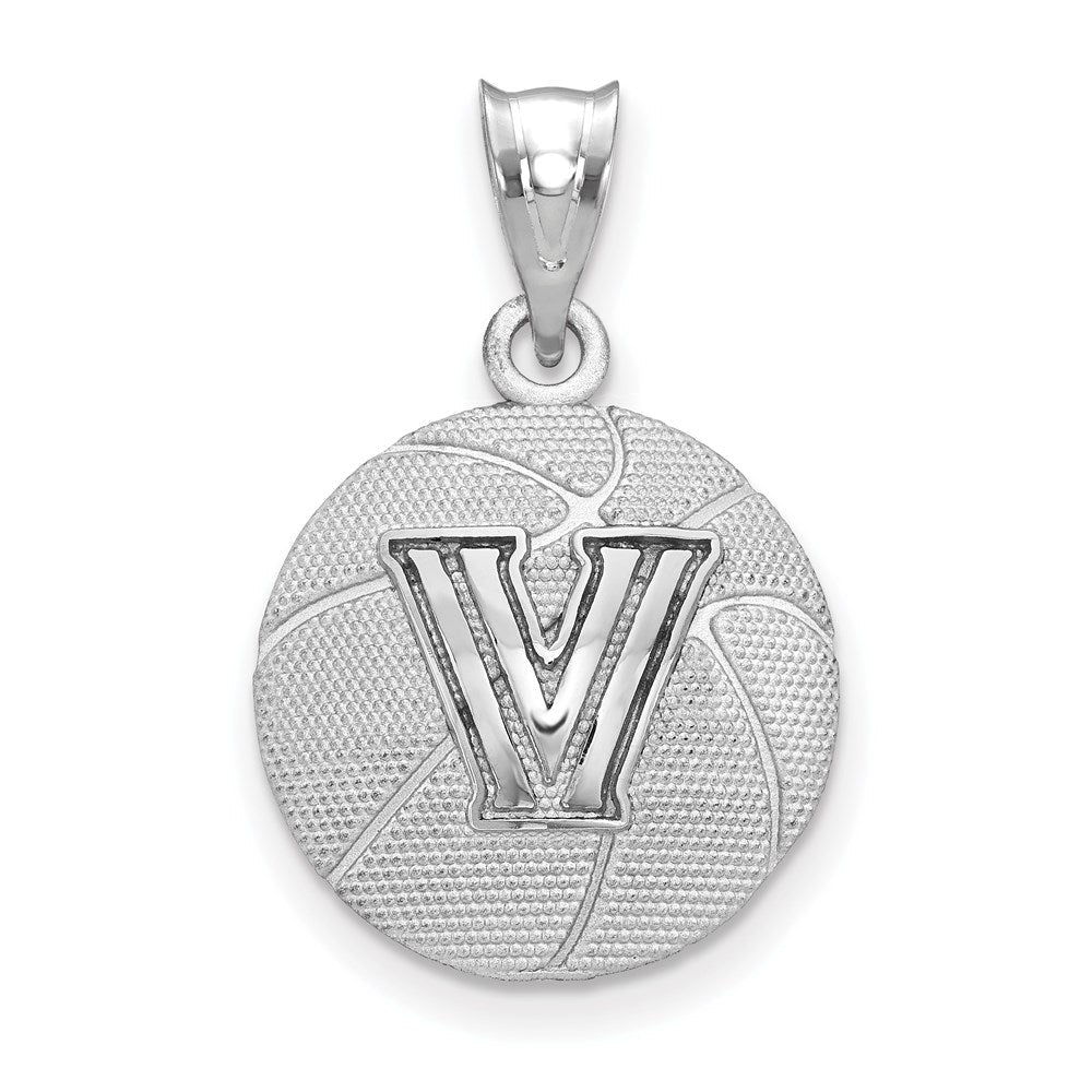 Sterlingsilber Rhodiniert Logoart Villanova University Buchstabe V Basketball Anhänger