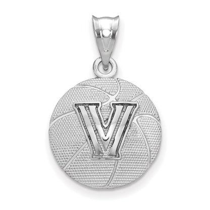 Sterlingsilber Rhodiniert Logoart Villanova University Buchstabe V Basketball Anhänger