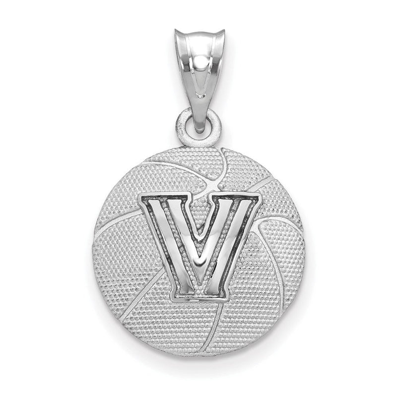 Sterlingsilber Rhodiniert Logoart Villanova University Buchstabe V Basketball Anhänger