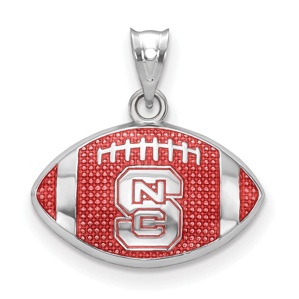 Sterlingsilber Rhodiniert Logoart North Carolina State University Emailliert Football Anhänger
