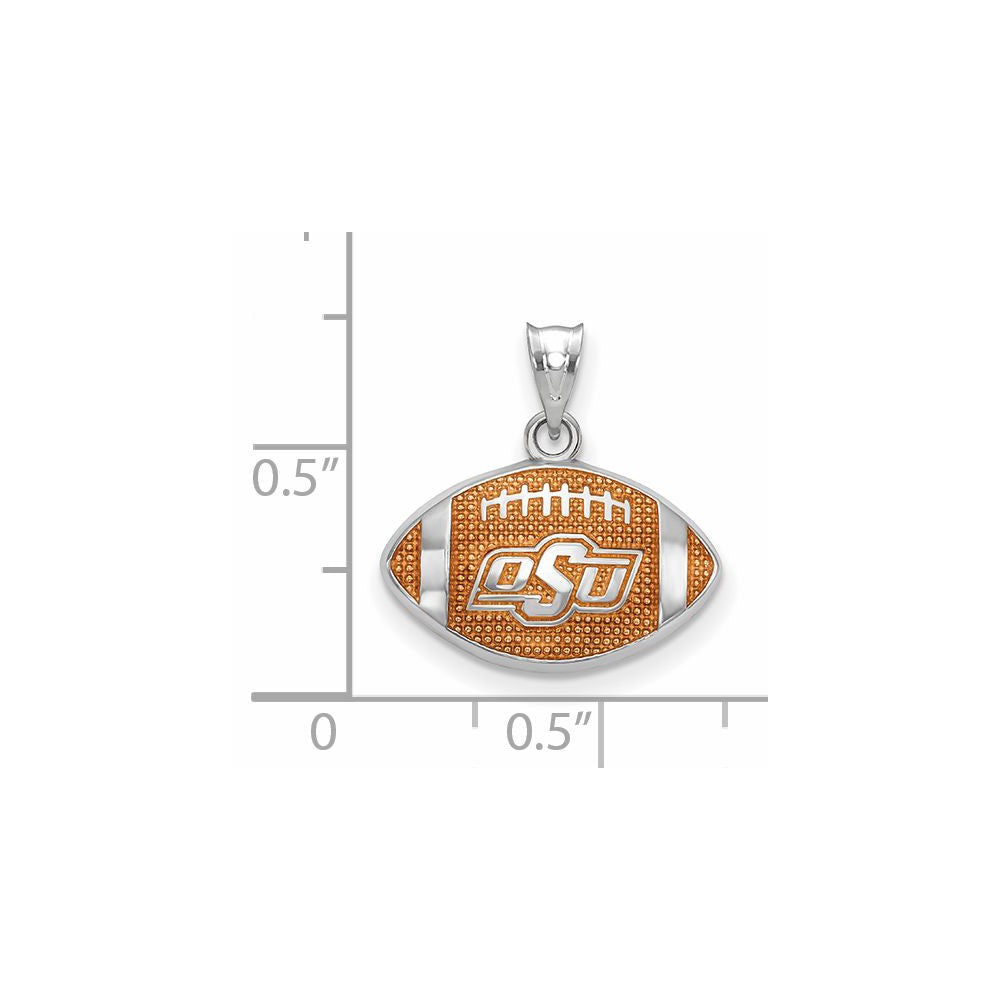 Sterlingsilber Rhodiniert Logoart Oklahoma State University O S U Emailliert Football Anhänger