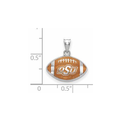Sterlingsilber Rhodiniert Logoart Oklahoma State University O S U Emailliert Football Anhänger