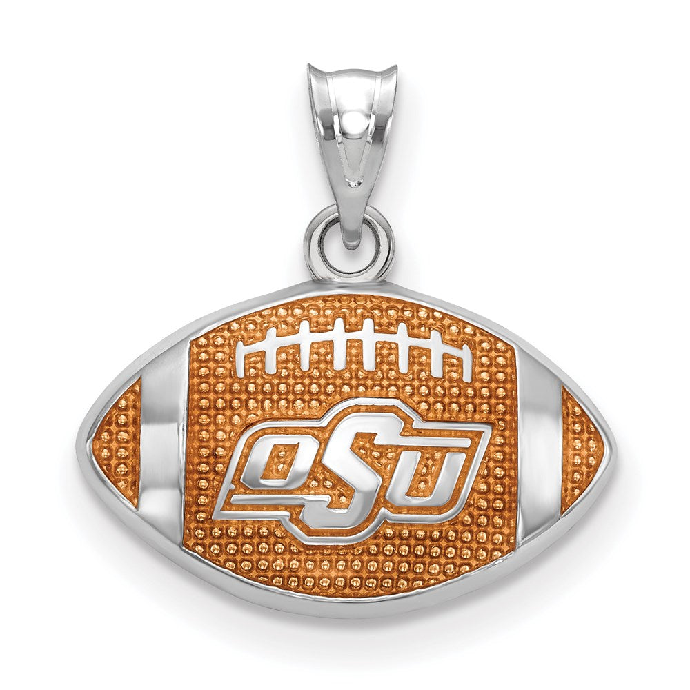 Sterlingsilber Rhodiniert Logoart Oklahoma State University O S U Emailliert Football Anhänger