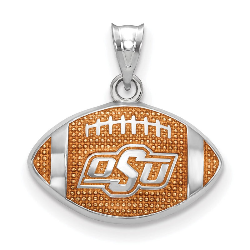 Sterlingsilber Rhodiniert Logoart Oklahoma State University O S U Emailliert Football Anhänger