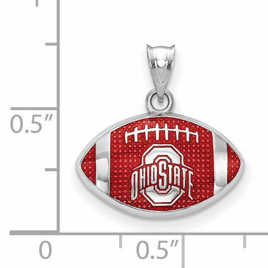 Sterlingsilber Rhodiniert Logoart The Ohio State University Emailliert Football Anhänger