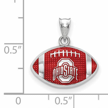 Sterlingsilber Rhodiniert Logoart The Ohio State University Emailliert Football Anhänger