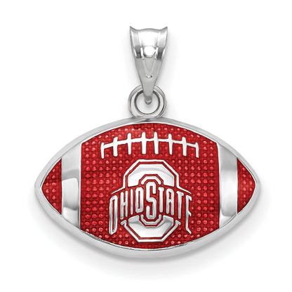 Sterlingsilber Rhodiniert Logoart The Ohio State University Emailliert Football Anhänger