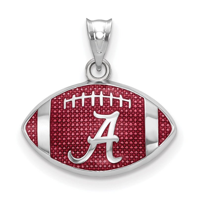 Sterlingsilber Rhodiniert Logoart University Of Alabama Emailliert Buchstabe A in Football Anhänger