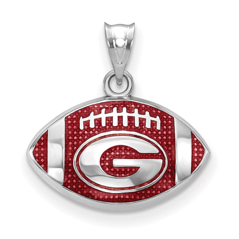 Sterlingsilber Rhodiniert Logoart University Of Georgia Buchstabe G Emailliert Football Anhänger