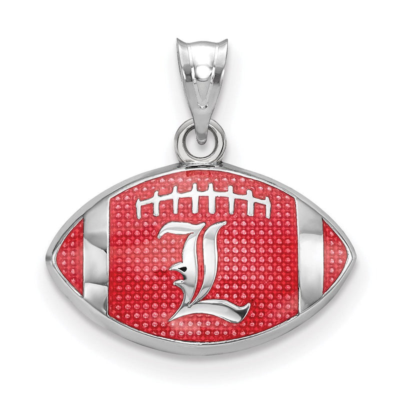 Sterlingsilber Rhodiniert Logoart Universität. Of Louisville Buchstabe L Emailliert Football Anhänger