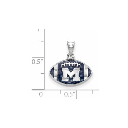 Sterlingsilber Rhodiniert Logoart University Of Michigan Buchstabe M Emailliert Football Anhänger