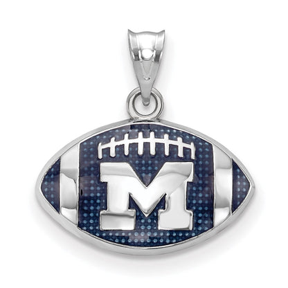 Sterlingsilber Rhodiniert Logoart University Of Michigan Buchstabe M Emailliert Football Anhänger