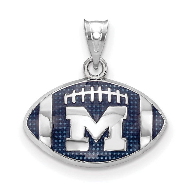 Sterlingsilber Rhodiniert Logoart University Of Michigan Buchstabe M Emailliert Football Anhänger