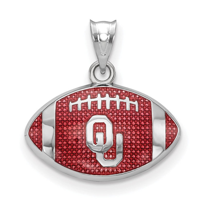 Sterlingsilber Rhodiniert Logoart Universität. Of Oklahoma O U Emailliert Football Anhänger