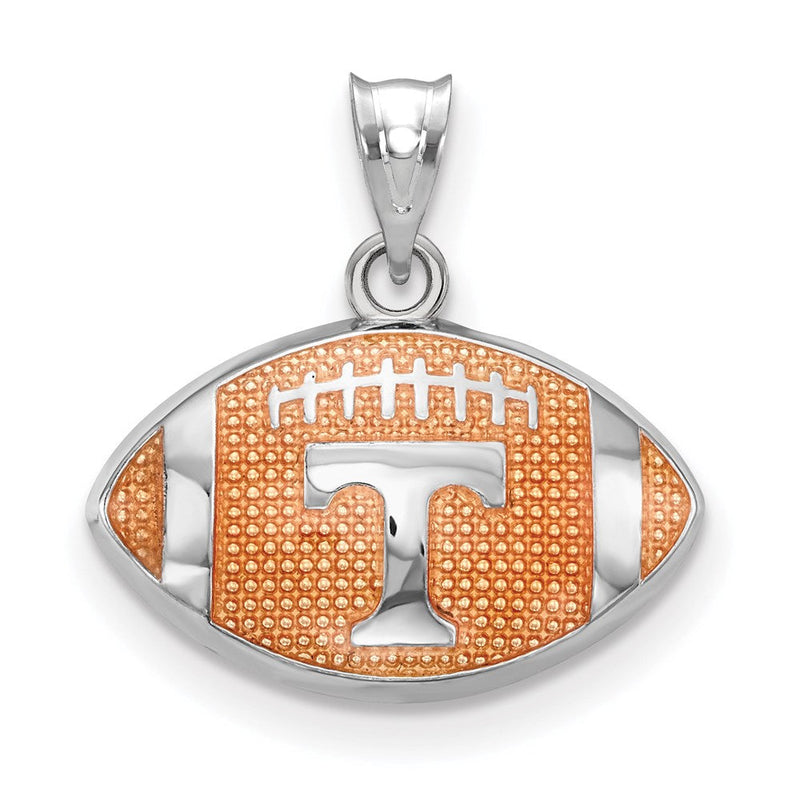 Sterlingsilber Rhodiniert Logoart University Of Tennessee Buchstabe T Emailliert Football Anhänger