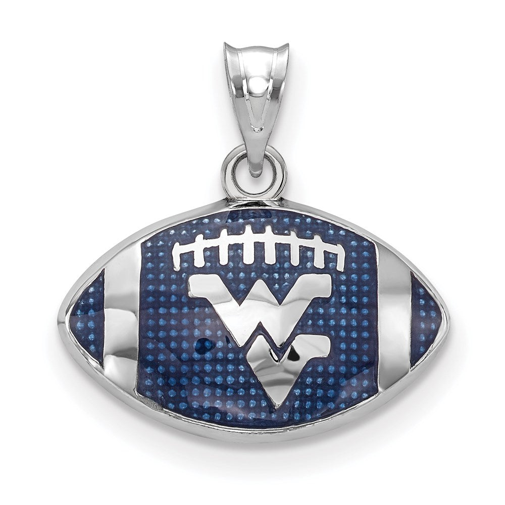 Sterlingsilber Rhodiniert Logoart West Virginia University W V Emailliert Football Anhänger