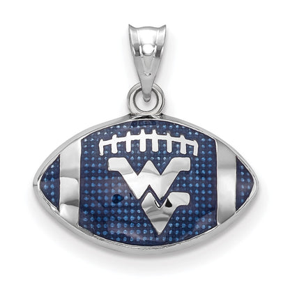Sterlingsilber Rhodiniert Logoart West Virginia University W V Emailliert Football Anhänger