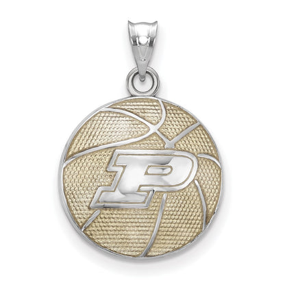 Sterlingsilber Rhodiniert Logoart Purdue University Buchstabe P Emailliert Basketball Anhänger