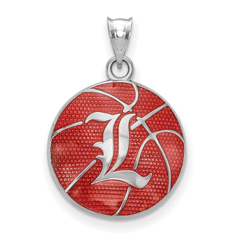 Sterlingsilber Rhodiniert Logoart University Of Louisville Buchstabe L Emailliert Basketball Anhänger