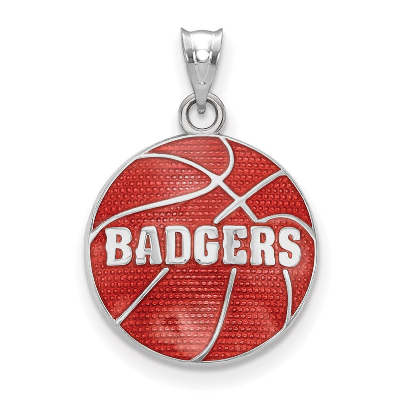 Sterlingsilber Rhodiniert Logoart University Of Wisconsin Badgers Emailliert Basketball Anhänger