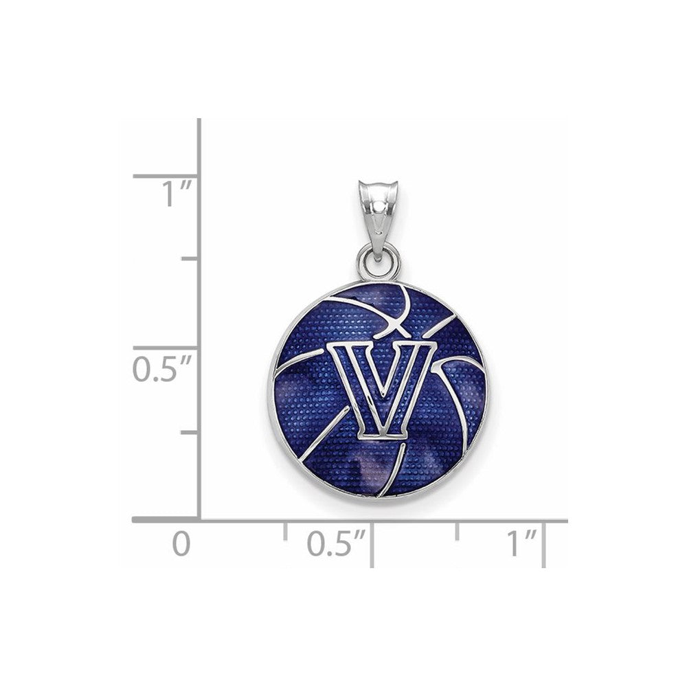 Sterlingsilber Rhodiniert Logoart Villanova University Buchstabe V Emailliert Basketball Anhänger