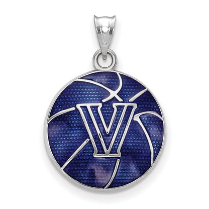 Sterlingsilber Rhodiniert Logoart Villanova University Buchstabe V Emailliert Basketball Anhänger