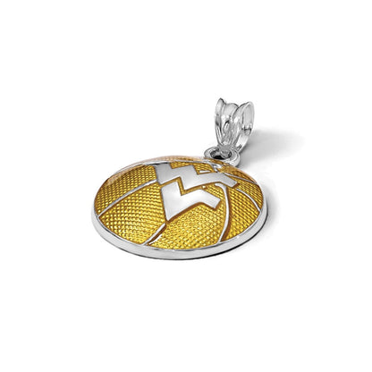 Sterlingsilber Rhodiniert Logoart West Virginia University W V Emailliert Basketball Anhänger