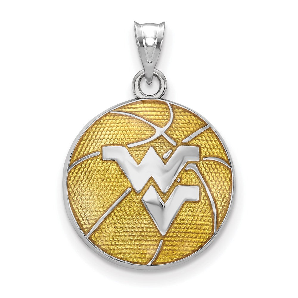 Sterlingsilber Rhodiniert Logoart West Virginia University W V Emailliert Basketball Anhänger