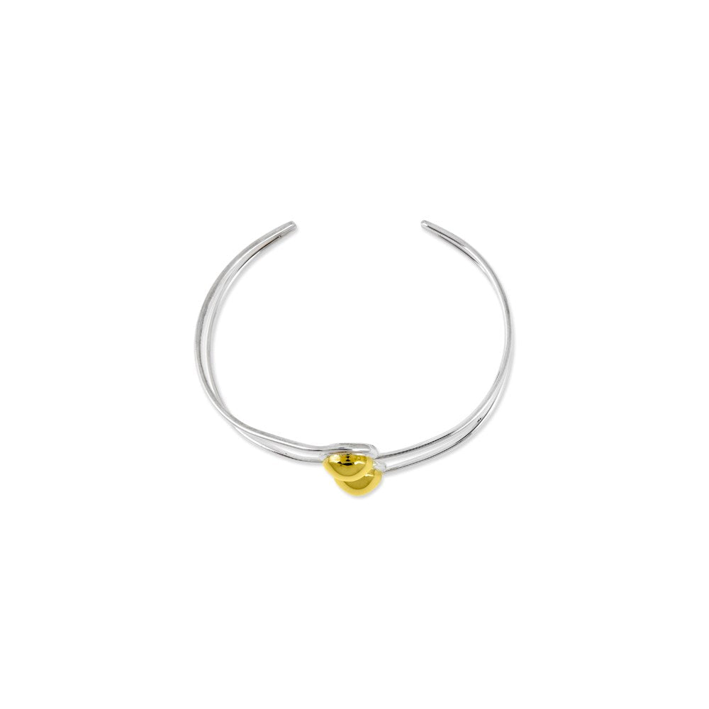 Sterlingsilber & Messing Poliert Perle Manschette Armband