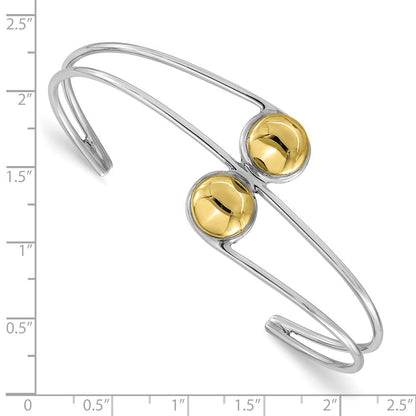 Sterlingsilber & Messing Poliert Perle Manschette Armband