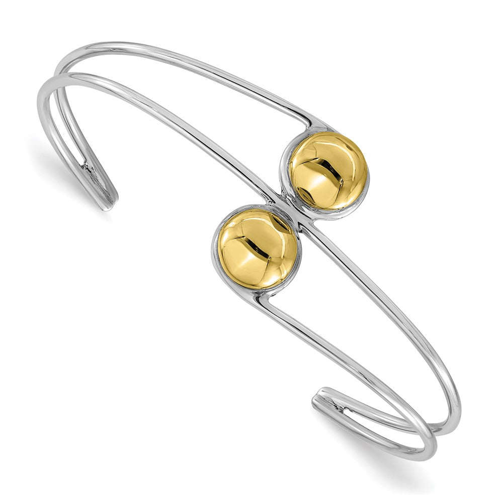 Sterlingsilber & Messing Poliert Perle Manschette Armband