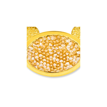 Sterlingsilber Goldfarben Strukturiert Champagne Kristall Oval Armreif