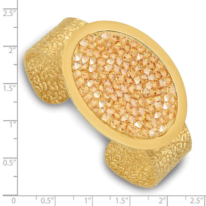 Sterlingsilber Goldfarben Strukturiert Champagne Kristall Oval Armreif