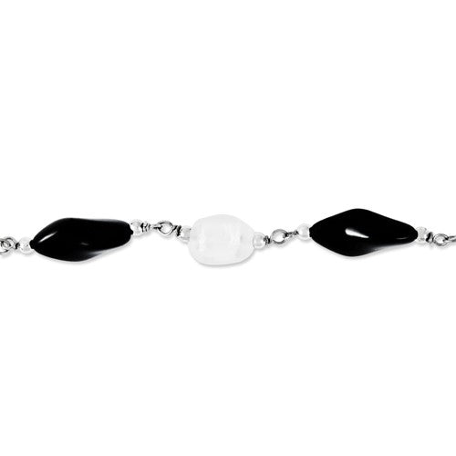 Sterlingsilber 24' Poliert Glieder Steine Halskette
