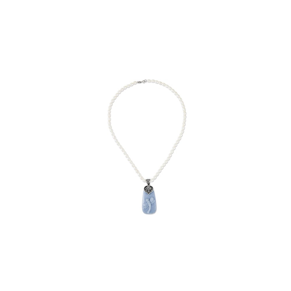 Sterlingsilber 18' Pol. Angelite Libelle Anhänger Halskette