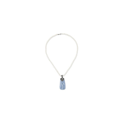 Sterlingsilber 18' Pol. Angelite Libelle Anhänger Halskette