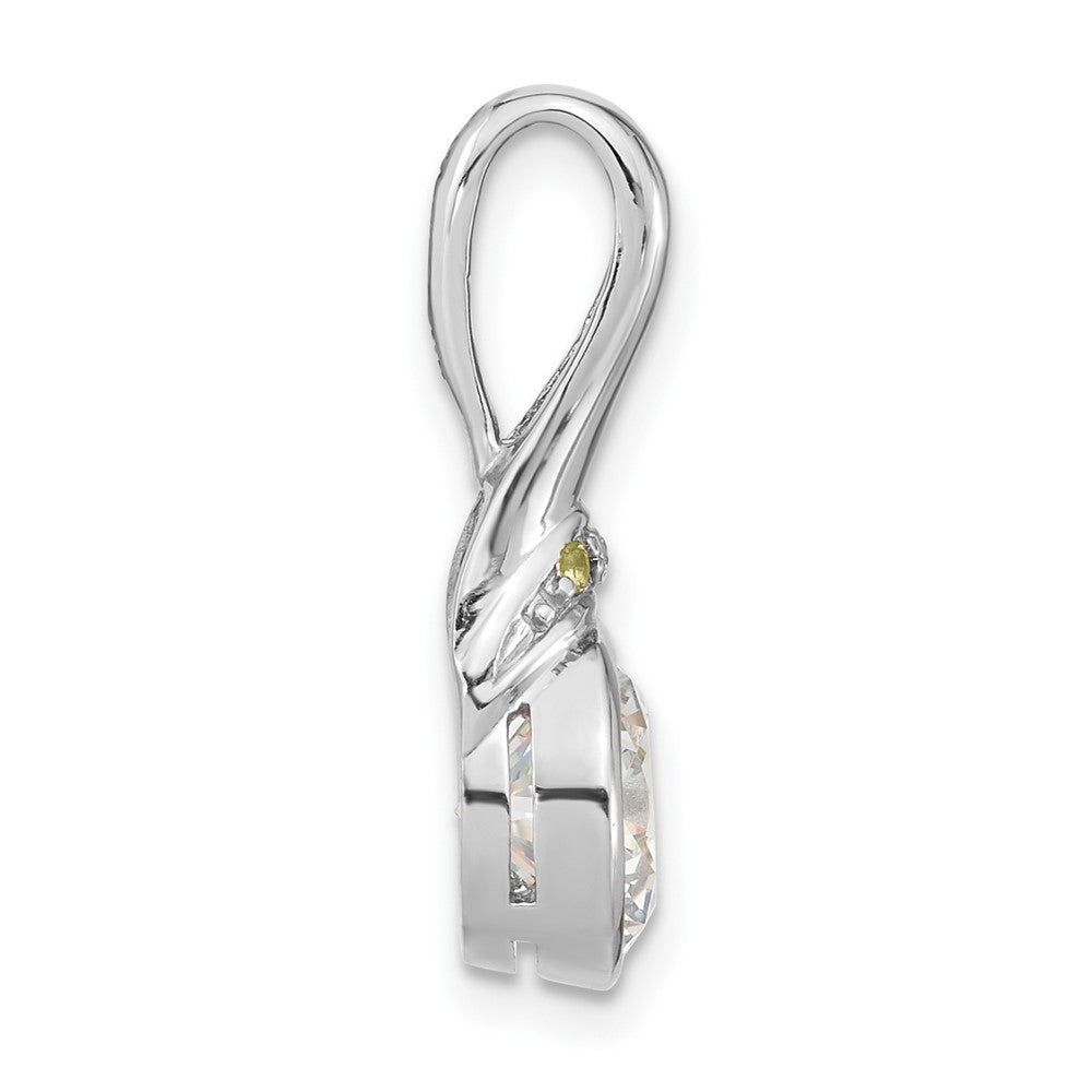 Sterlingsilber Rhodiniert Zirkonia und Peridot Anhänger